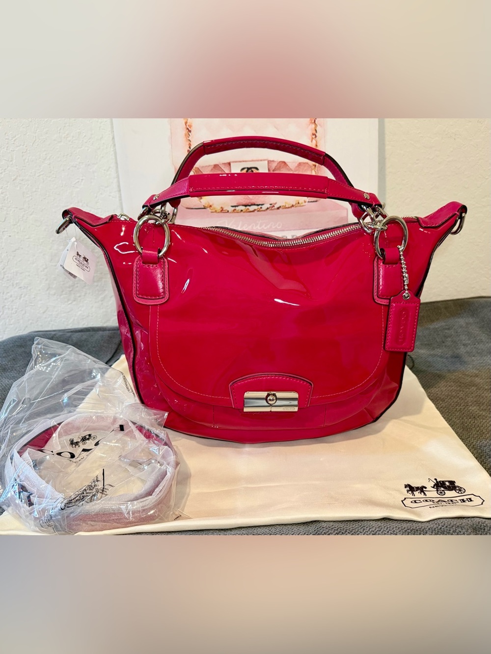 Coach Kristin Raspberry Patent Leather Round Satchel No. B1293-19297